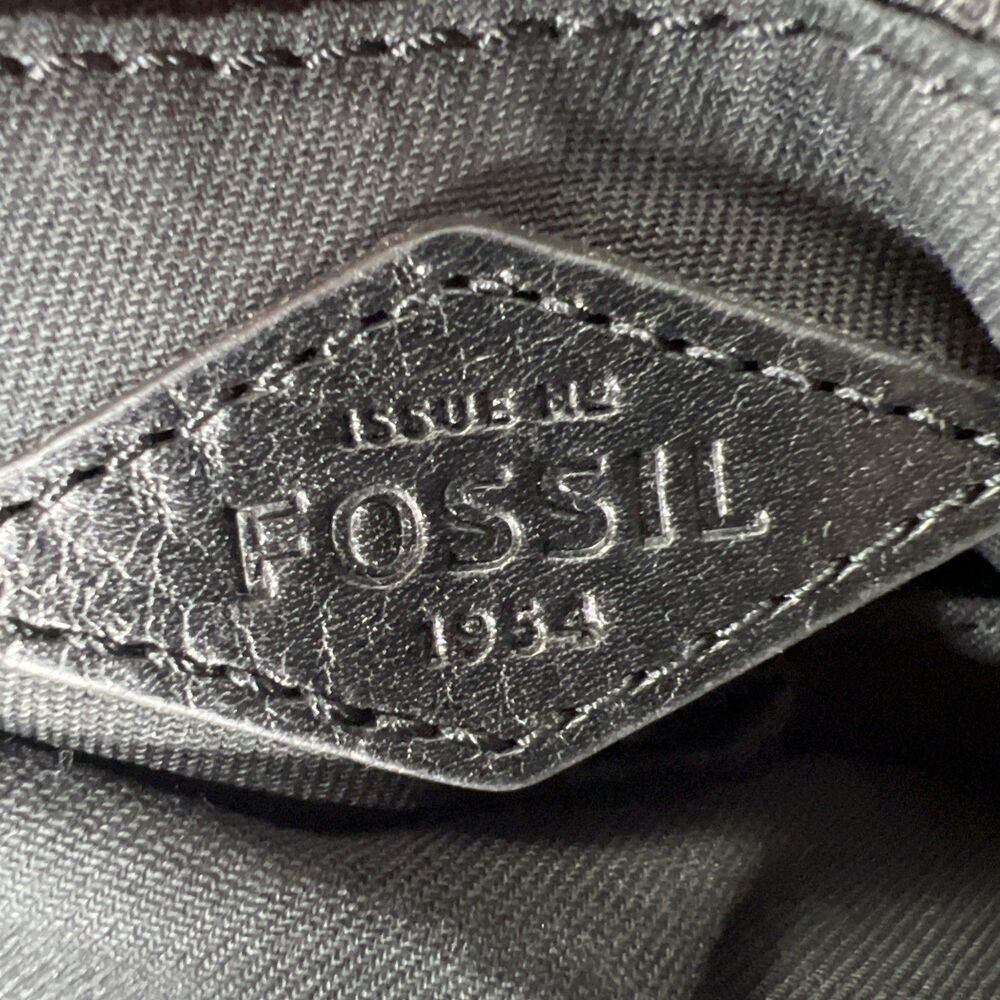 Fossil Logan Black Leather Satchel Shoulder Bag Crossbody Purse With Strap - Picture 8 of 14